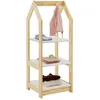 Image de Étagère à vêtement enfant SALLY garde-robe en pin massif montessori avec 3 étagères penderie en bois couleur naturelle et blanc