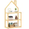 Image de Étagère enfant LENISE en pin massif meuble rangement chambre enfant en forme de maison en bois lasuré blanc/naturel