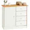 Image de Commode rondo en pin massif, 4 tiroirs et 1 porte, lasuré blancbrun