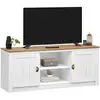 Image de Meuble tv bolton l 138 cm en bois massif - blanc et brun