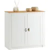 Image de Buffet Bolton Avec 2 Portes, En Pin Massif Lasuré Blanc Et Brun