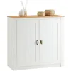Image de Buffet salle à manger BOLTON en bois massif L 91 cm avec 2 grandes portes battantes blanc et brun