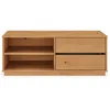 Image de Meuble TV MAITE L 110 cm avec 2 tiroirs et 2 niches en bois massif coloris chêne pour télé jusqu’à 47 meuble TV salon