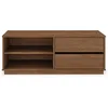 Image de Meuble TV MAITE L 110 cm avec 2 tiroirs et 2 niches en bois massif coloris châtaignier pour télé jusqu’à 47