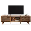 Image de Meuble TV RIAN avec portes coulissantes et étagères ajustables 175 x 50 x 38 cm bois massif coloris chêne Meuble de salon moderne