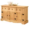 Image de Buffet En Pin Tequila, 3 Tiroirs Et 3 Portes, Finition Teintée/cirée
