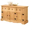 Image de Buffet salle à manger TEQUILA en bois massif L 154 cm avec 3 portes battantes et 3 tiroirs spacieux coloris teinté laqué
