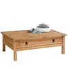 Image de Table basse en pin tequila style mexicain, avec 1 tiroir, finition teintéecirée
