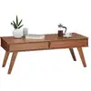 Image de Table basse jona avec 2 tiroirs, en pin massif lasuré brun foncé