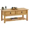 Image de Table basse tequila style mexicain avec 2 tiroirs, en pin massif finition teintéecirée