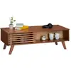 Image de Table basse sean avec niches, en pin massif lasuré brun foncé