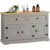 Image de Buffet salle à manger tequila l 133 cm en bois massif - gris