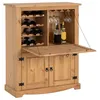 Image de Meuble bar à vin TEQUILA armoire comptoir avec range bouteilles et range verres bahut de style mexicain en pin massif teinté/ciré