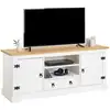 Image de Meuble tv tequila, 2 portes et 1 tiroir, en pin massif lasuré blanc et brun