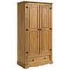 Image de Armoire tequila penderie pour vêtements style mexicain avec 2 portes 1 étagère 1 tiroir, en pin massif finition teintéecirée