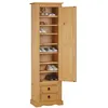 Image de Armoire TEQUILA meuble de rangement avec 7 tablettes derrière 1 porte battante et 2 tiroirs en pin massif finition teintée/cirée