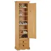 Image de Armoire tequila meuble de rangement avec 7 tablettes derrière 1 porte battante et 2 tiroirs, en pin massif finition teintéecirée