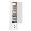 Image de Armoire TEQUILA meuble de rangement avec 7 tablettes derrière 1 porte battante et 2 tiroirs en pin massif lasuré blanc et brun