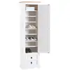 Image de Armoire tequila meuble de rangement avec 7 tablettes derrière 1 porte battante et 2 tiroirs, en pin massif lasuré blanc et brun