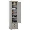 Image de Armoire tequila meuble de rangement avec 7 tablettes derrière 1 porte battante et 2 tiroirs, en pin massif lasuré gris et brun