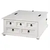 Image de Table basse coffre rangement pin massif style mexicain lasuré blanc