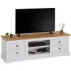 Image de Meuble tv kent l 144 cm en bois massif - blanc et brun
