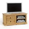 Image de Meuble TV TEQUILA L 120 cm en bois massif brun avec 2 tiroirs et 2 niches meuble de salon style mexicain