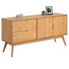 Image de Buffet salle à manger TIVOLI L 145 cm en bois massif finition bois naturel teinté avec 2 tiroirs et 2 portes battantes
