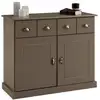 Image de Buffet Paris En Pin Massif, 2 Portes Et 2 Tiroirs, Lasuré Taupe