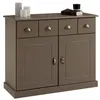 Image de Buffet salle à manger PARIS en bois massif L 91 cm avec 2 portes battantes et 2 tiroirs spacieux coloris taupe