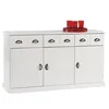 Image de Buffet salle à manger Paris en bois massif L 133 cm avec 3 portes battantes et 3 tiroirs spacieux coloris blanc