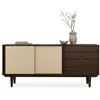 Image de Buffet en bois SIMONA L 175 cm coloris noyer avec 4 Tiroirs 2 Portes Coulissantes pour Salon ou Salle à manger