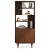 Image de Buffet haut SIMONA 80x188 cm en bois massif coloris châtaignier avec 2 Portes 6 Étagères Vaisselier en hauteur
