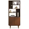 Image de Buffet haut simona h 188 cm en bois massif - coloris châtaignier