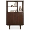Image de Buffet haut SIMONA 80x133 cm en Bois massif coloris noyer avec 2 Portes et Étagères Vaisselier en hauteur