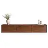 Image de Meuble tv suspendu tecca l 180 cm 3 portes en bois massif - coloris châtaignier
