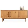 Image de Buffet TECCA L 170 cm 3 Portes en Bois Massif Coloris Chêne avec Étagères Réglables Deux compartiments