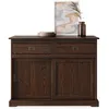 Image de Buffet SAVONA bahut vaisselier commode avec 2 tiroirs et 2 portes coulissantes en pin massif coloris noyer