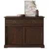 Image de Buffet savona en pin massif, 2 tiroirs et 2 portes - coloris noyer