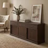 Image de Buffet salle à manger SAVONA L 160 cm en bois massif coloris noyer 3 portes coulissantes et tiroirs meuble
