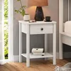 Image de Table de chevet APOANA avec 1 tiroir et 1 tablette dimensions montées 45 x 55 x 35 cm pin massif blanc style naturel