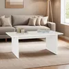 Image de Table basse SALTO rectangulaire pour salon en bois massif blanc 110x45 cm élégante et minimaliste pieds en bois