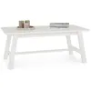 Image de Table basse LUZERNA rectangulaire pour salon en bois massif blanc 110 x 45 cm design moderne minimaliste pieds en bois
