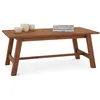 Image de Table basse LUZERNA rectangulaire pour salon en bois massif brun foncé 110 x 45 cm design moderne minimaliste pieds en bois