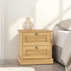 Image de Table de chevet VENETA H 42 cm 2 Tiroirs en Bois Massif Coloris Naturel avec Poignées en Métal