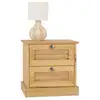Image de Table de chevet veneta h 42 cm 2 tiroirs en bois massif - coloris naturel