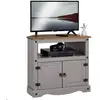 Image de Meuble tv ramon avec 2 portes, style mexicain en pin massif gris et brun