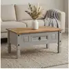 Image de Table basse ramon avec 1 tiroir, style mexicain en pin massif gris et brun