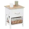 Image de Table de chevet perugia avec 1 tiroir et 1 panier, en bois blanc et brun