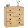 Image de Commode en pin BARRIO 4 grands tiroirs buffet bahut vaisselier en bois style mexicain finition teintée et cirée
